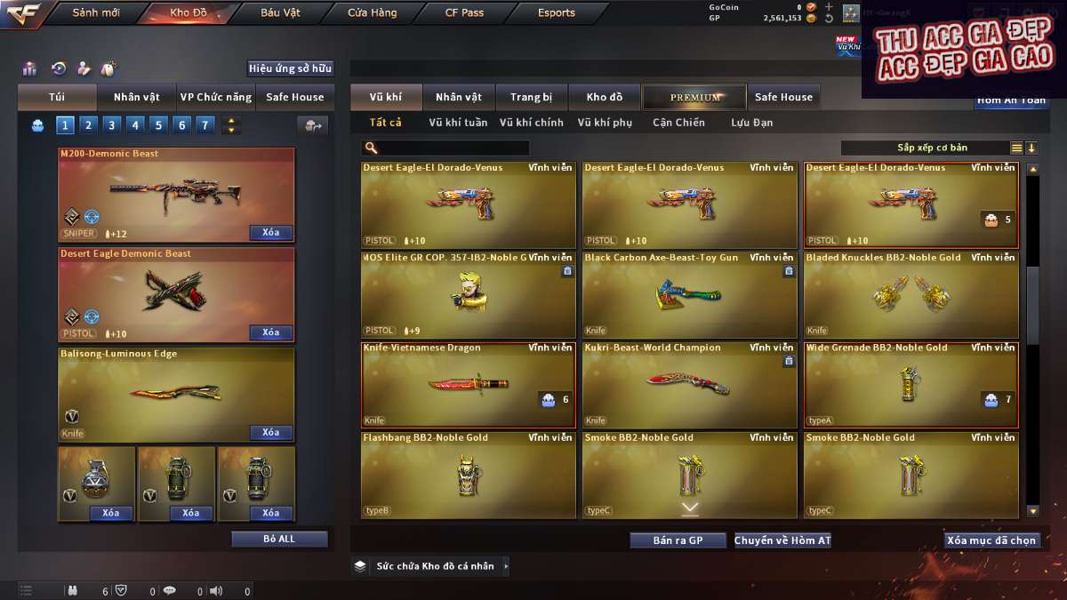 shop acc cf uy tin gia re